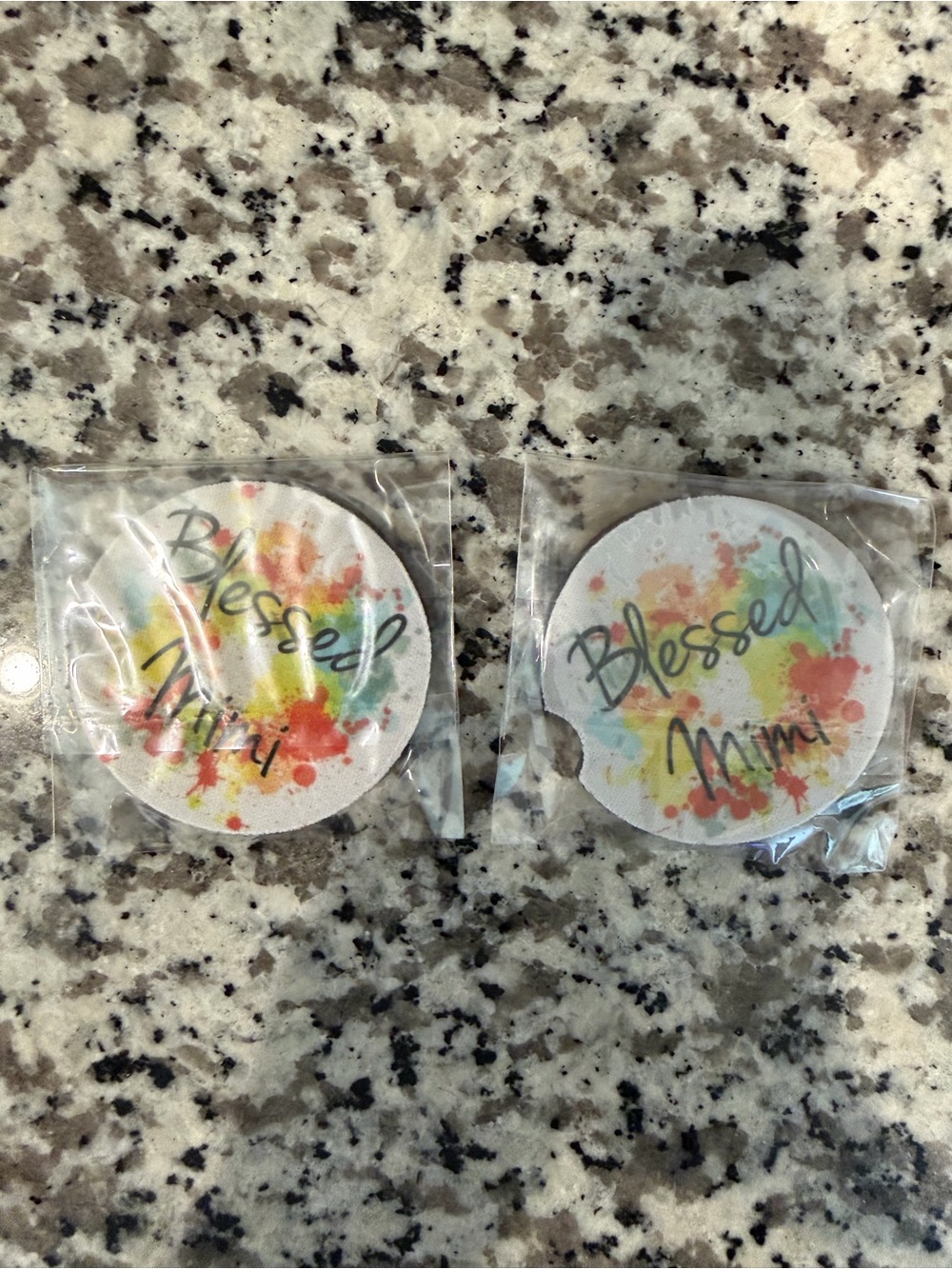 Blessed Mimi Colorful Watercolor Car Cup Holder Covers